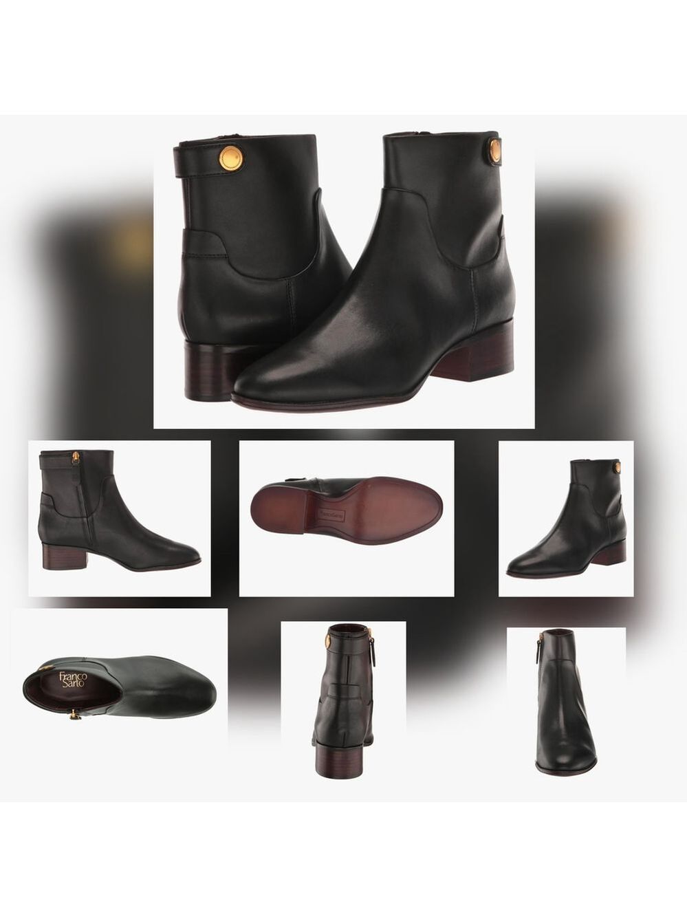 Franco Sarto Jessica Classic Retro Leather Block Heel Boots Booties 8.5 M BLACK - Picture 5 of 16